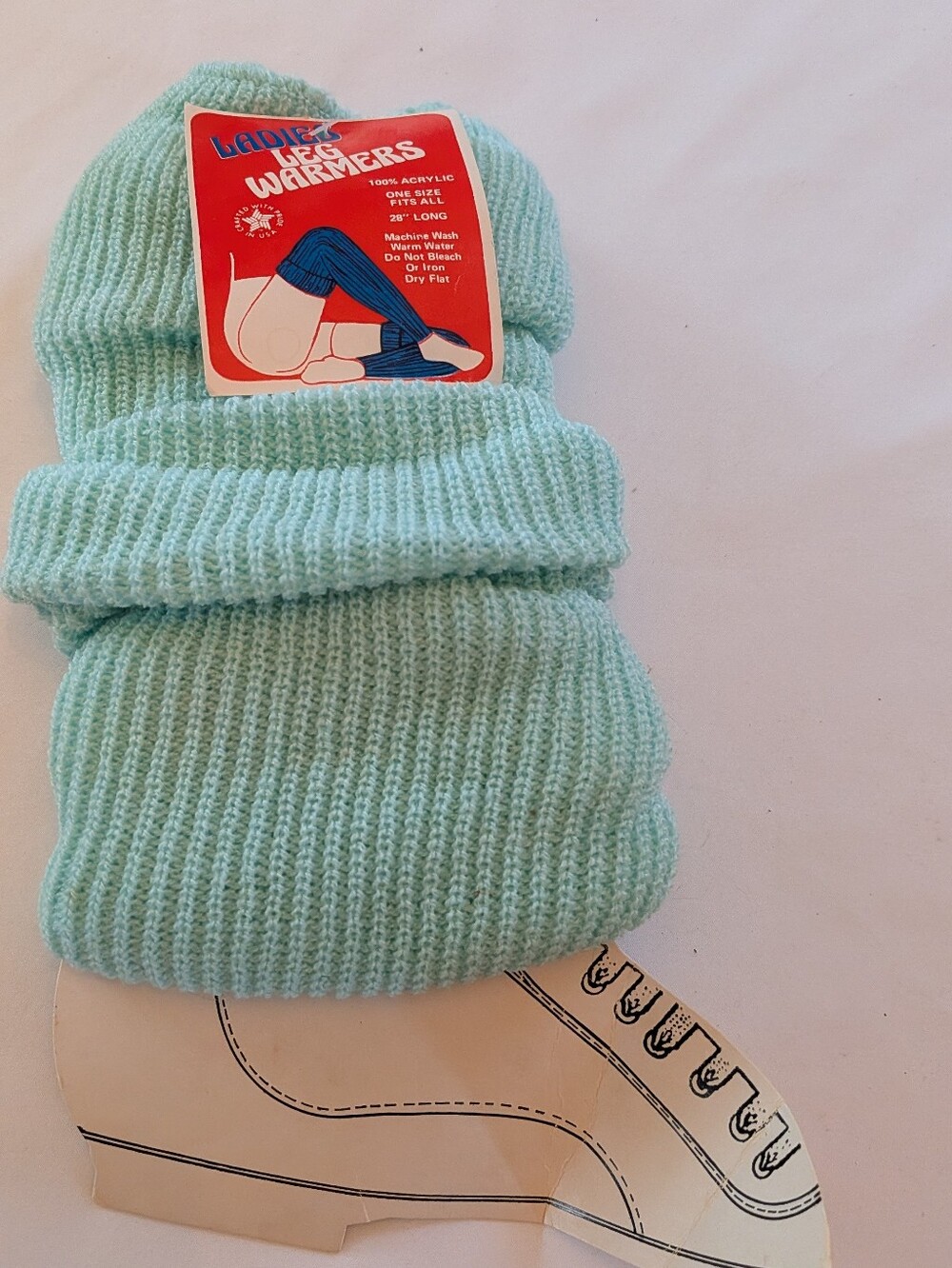 Vintage Ladies' Leg Warmers - Mint Green Acrylic